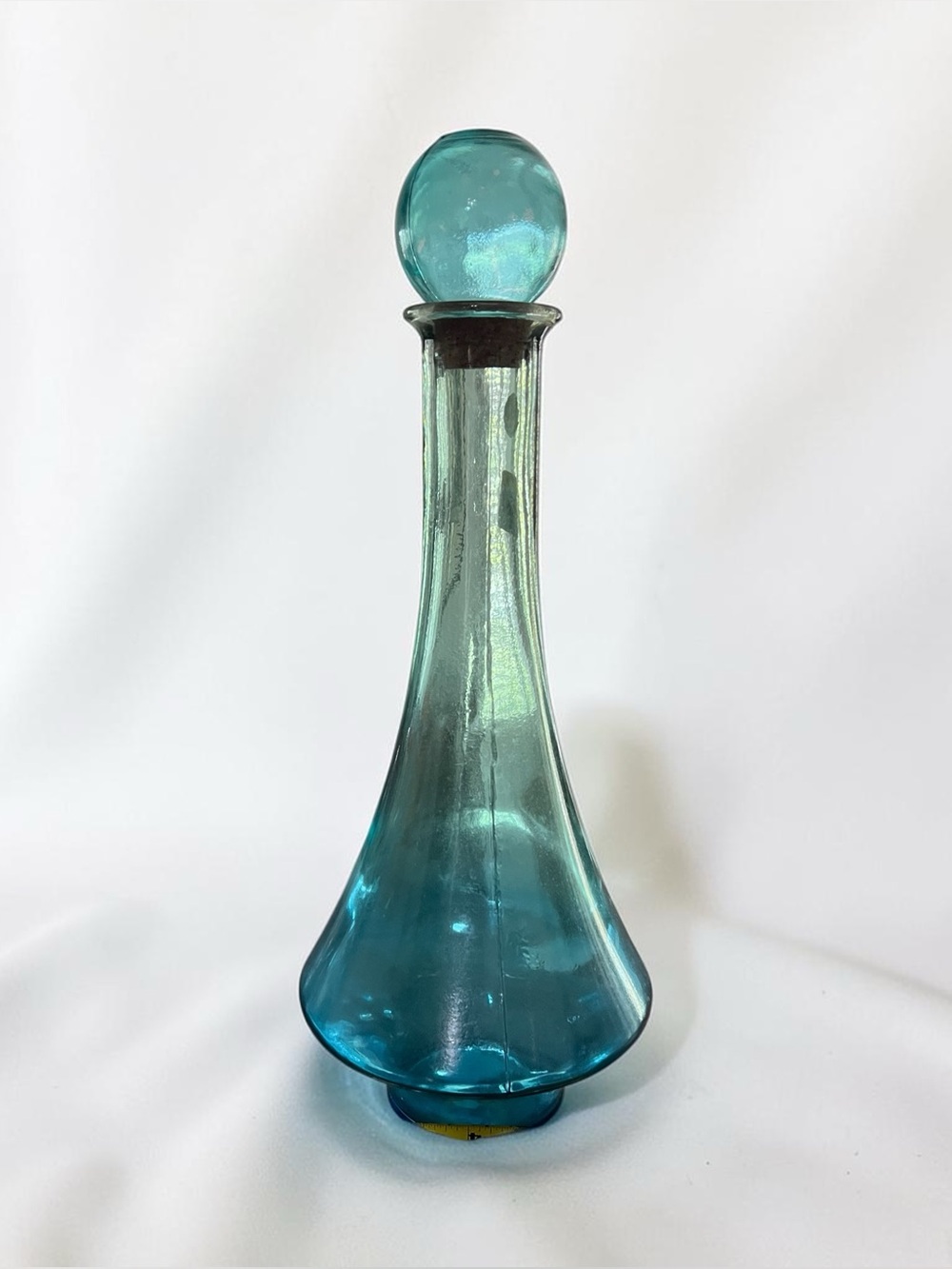 Aqua Glass Decorative Bottle Vase with Stopper